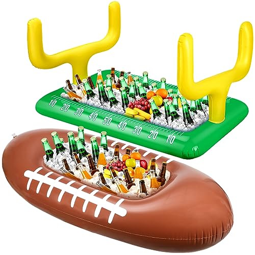 Leitee 2 Pcs Inflatable Football Drink Cooler Football Party Decoration Inflatable Field Cooler Ice Serving Bar Food Conta...