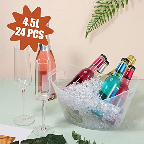 Norme 24 Pcs Oval Storage Tub with Handles 4.5L Plastic Ice Bucket, Wine, Beer, Champagne Drink Cooler for Parties, Bevera...
