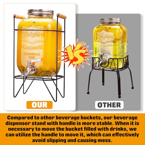 Tfwadmx 1 Gallon Drink Dispenser Glass Beverage Dispenser With Stand Leak Proof Stainless Steel Faucet Wide Mouth Mason Ja...