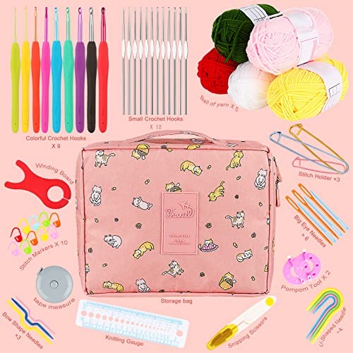 Aeelike Crochet Kit for Beginners Adults, Crochet Kits Include Yarn, 59pcs Crochet Starter Kit for Beginners,Ergonomic Cro...