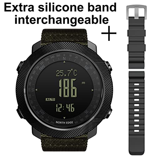 North Edge Apache Tactical Sports Watches for Men , Outdoor Survival Military Compass Rock Solid Digital Watches with Dura...