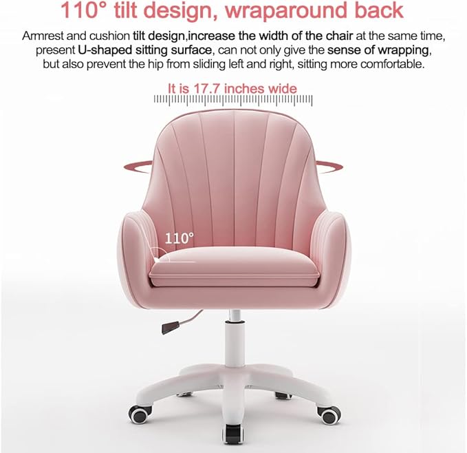 XUEGW Home Office Chair Computer Chair with Mid-Back Upholstered Modern Tufted Computer Task Chair Swivel Height Adjustable Velvet Accent Chair Suitable for Bedroom, Study