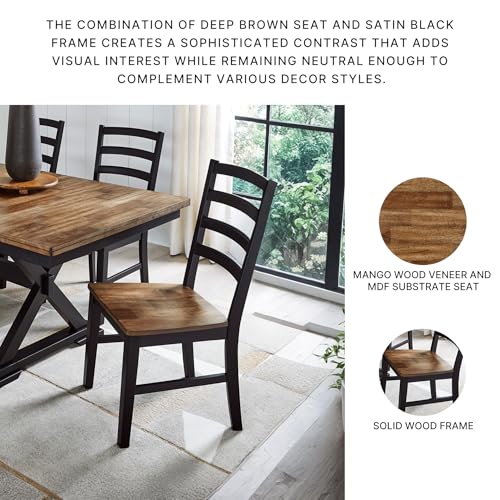 Signature Design by Ashley Wildenauer Armless Dining Chair, Set of 2, Ladderback Design, 19" W x 23.25" D x 39" H, Black &...