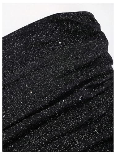 Floerns Women's Rhinestone Strapless Tube Dress Ruched Layered Ruffle Party Mini Dresses