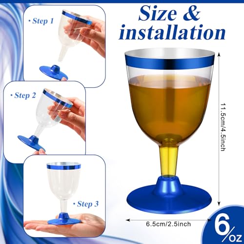 Jingmore 50 Pcs Rimmed Cups Plastic Wine Glasses Champagne Flutes 6 oz Wine Cups Clear Toasting Glasses Mini Stemware for ...