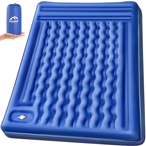FNARMW Double Sleeping Pad Camping, Self Inflating 6'' Extra-Thick 2 Person Pillow Built-in Foot Pump Waterproof Inflatabl...