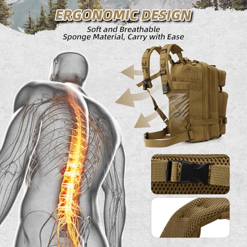 AUMENTAR Small Military Tactical Backpack, 30L Tactical Assault Bag for Men, Army Assault Rucksack GYM Hiking Backpack Bug...