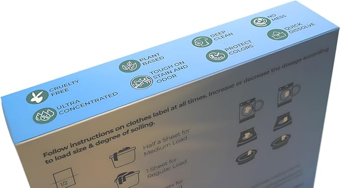 Laundry Detergent Sheets - Pre-Cut Fresh Scented Sheets for Freshness - 100% Natural Plant-Based Formula - Eco Friendly, Lightweight, Travel Ready - Up to 60 Loads in Compact Packaging