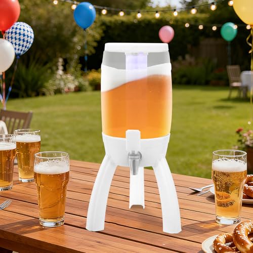 Mimosa Tower,Beer Dispenser With Ice Tube And Spigot,3l / 101.44 Oz Party Drink Dispenser With Led Light For Bar/Party,Bee...