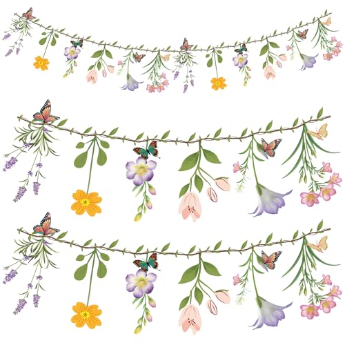 Ghegicu 2PCS Flower Banner Reusable Wildflower Garland Floral for Spring Party Enchanted Garden Theme Picnic Wedding Baby ...