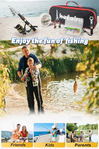 Fishing Pole Combo Set, 6.89ft Fishing Rod and Reel Combo, Carbon Fiber Telescopic Fishing Rod Kit with Spinning Reel, Fis...