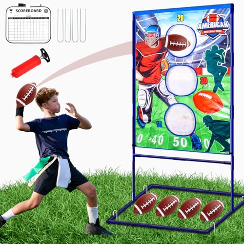 Punieayi Football Toss Game with 4 Inflatable Balls, Football Throwing Target Games for Boys 8-12, Sports and Outdoors Toy...