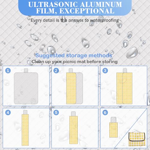 Wapodeai Outdoor Picnic Blankets, 60''x 80'' Waterproof and Foldable - Durable, Spacious, and Portable Camping Blanket for...