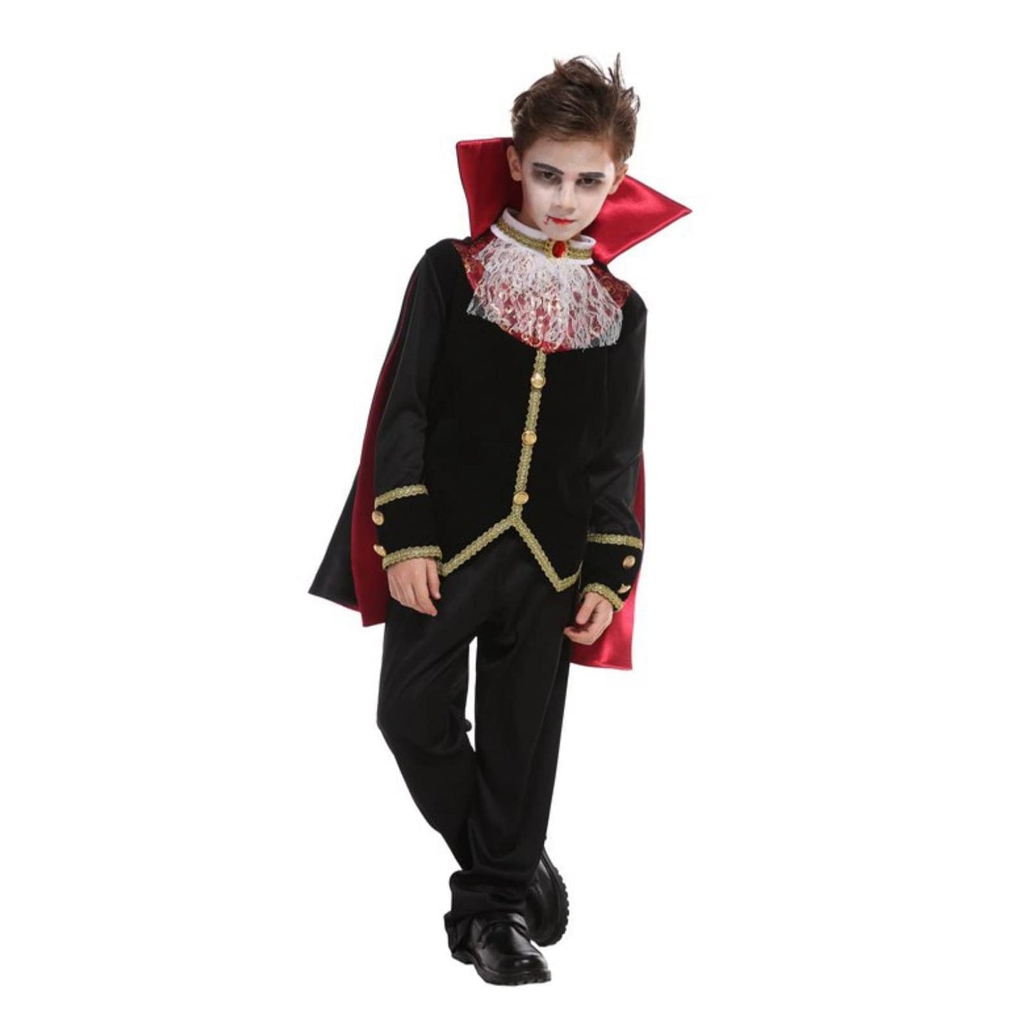ZNTU Boys Vampire Costume Scary Halloween Costume - Gothic Cape Royal Outfit for Halloween (Vampire Boys, 4-6 Years)