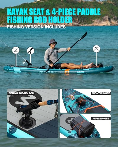 MYBOAT 11'6"×34"×6" Extra Wide Inflatable Paddle Board, Stand Up Paddle Board for Fishing, Sup Board with 3 Removable Fin...