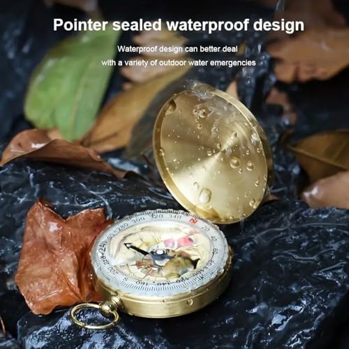 Premium Camping Compass – Copper Survival Compass with Luminous Function for Outdoor Sports & Adventures