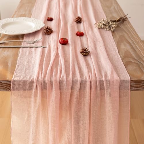 Keketoarrange Pink Valentines Day Decorations Table Runner Cheese Cloth Rustic Gauze Cheesecloth Table Runner 120 Inch 10 ...