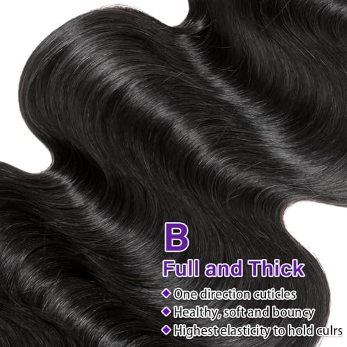 Body Wave Bundles Human Hair 16 18 20 Inch 3 Bundles Human Hair 300g 100% Unprocessed Brazilian Virgin Raw Hair Extensions Natural Black Weave Real Human Hair Bundles for Women