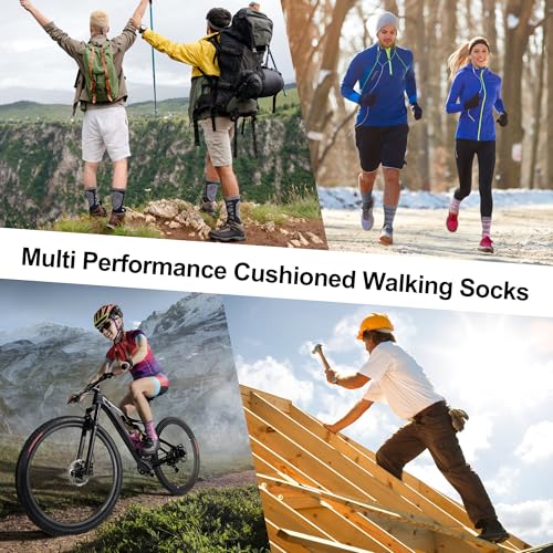 GRPSKCOS Hiking Socks Men 3 Pairs Cushioned Walking Socks Men Crew Sock for Outdoor Hiking Running Climbing