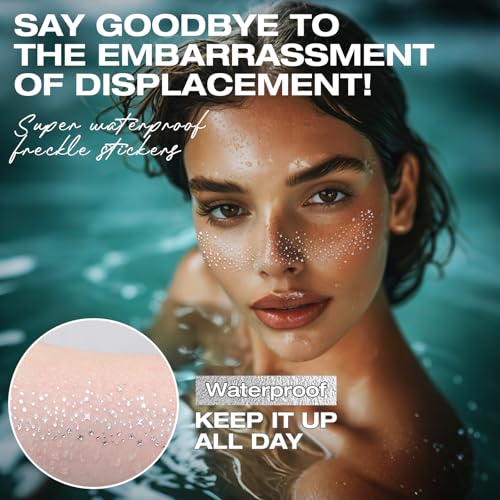 Leterly 24 Pcs Glitter Freckles Face Tattoo,Silver Face Glitter Makeup Patches Cute Sparkle Freckles Patches Waterproof Ma...