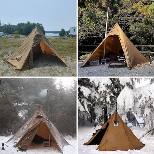 FIREHIKING Camping Hot Tent 2-4 Person Teepee Tent with Stove Jack for Backpacking Hunting 11'6" x 6'11" | with Stove Jac...