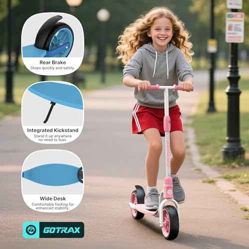Gotrax KS8 Kick Scooter for Kids 5+, Large 8" Wheels and Height Adjustable Handlebar, Sturdy Wide Deck & Rear Brake, Detachable for Easy Storage, 2 Wheels Scooter for Kids, Teens, Gift for Boy & Girl