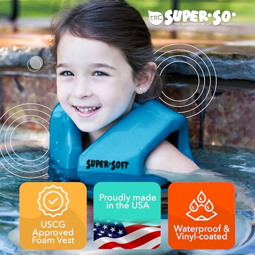 TRC Recreation Super Soft Child Size X Small Life Jacket USCG Approved Vinyl Coated Foam Swim Vest for Kids Swimming Pool ...