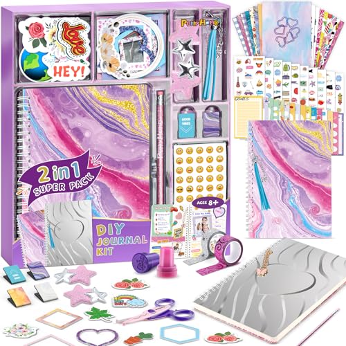 PERRYHOME 2-Pack DIY Journal Kit for Girls - 200+Pcs Journal Set for Tween & Teen Girls, Journaling Art & Crafts Kits, Chr...