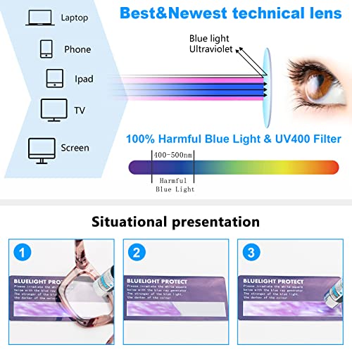 REAVEE Oprah Style Reading Glasses for Women, Blue Light Blocking Stylish Oversized Computer Readers Spring Hinge