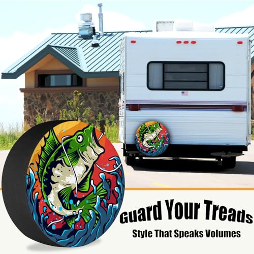 Camper Spare Tire Cover Ultimate Fishing Adventure RV Tire Cover Sunproof DustProof Universal for Trailer SUV Camp Travel ...