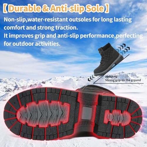 Winter Hiking Boots Women Waterproof Snow Ankle Booties Work Boots Warm Fur Lined Trekking Shoes Winter Lace up Booties fo...