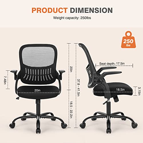 Sweetcrispy Office Computer Desk Chair, Ergonomic Mid-Back Mesh Rolling Work Swivel Task Chairs with Wheels, Comfortable L...