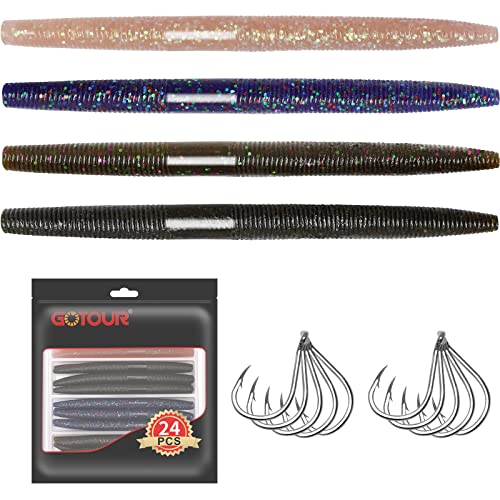 Gotour Weedless Soft Fishing Lures for Freshwater and Saltwater, Premium Pre-Rigged Jig Head Paddle Tail Swimbaits for Bas...