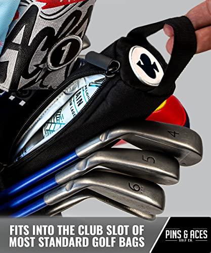 Pins & Aces Beer Sleeve 7-Can Insulated Cooler Sleeve - Stores Up to 7 Cans Discreetly in Your Golf Bag - Keeps Canned Bev...