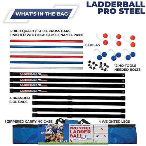 Front Porch Classics, Maranda Enterprises Ladderball Pro Steel, Black, Blue, Red, White
