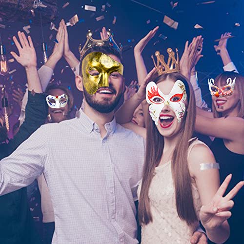 16PCS DIY White Masquerade Mask Paintable Paper Mache Mask White Half Face Masks for Mardi Gras Cosplay Masquerade Dance P...