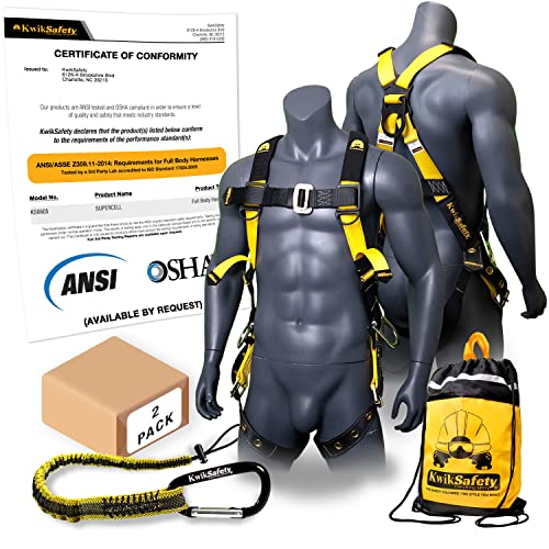 KwikSafety - Charlotte, NC - SUPERCELL Safety Harness [2 PACK] Premium Shoulder Padding ANSI OSHA Full Body Fall Protectio...