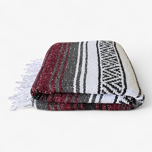 Authentic Handwoven Mexican Blanket, Falsa Serape - Soft & Durable - Vibrant Beach, Picnic, Yoga & Camping Mat - Tradition...