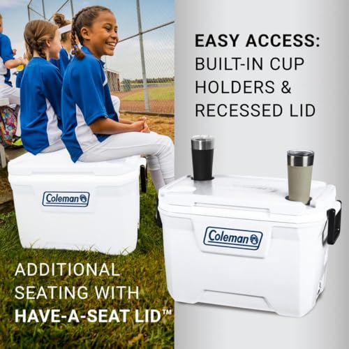 Coleman Marine Cooler with Fully Insulated UV Guard Lid & Body, Keeps Ice for 3+ Days, Great for Boating & Fishing, 52qt/1...