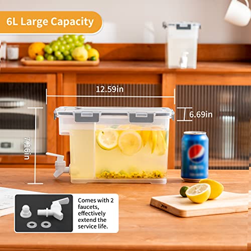 Cold Kettle with Faucet, 6L Refrigerator Juice Water Pitcher, Home Plastic Beverage Dispenser, Filter Drink Container for ...