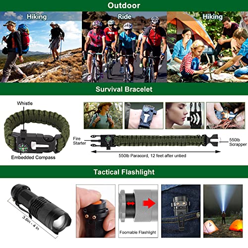 Gifts for Men Dad Christmas Husband Teenage Boy, Survival Kit 28 in 1, Survival Gear Tool Emergency Tactical Equipment Sup...
