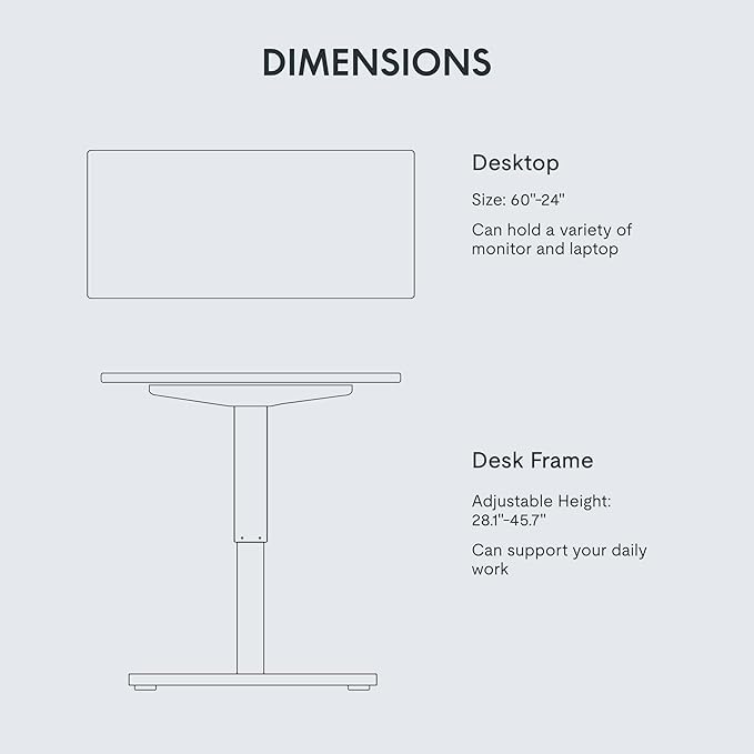 FLEXISPOT EN1 One-Piece Adjustable Stand Up Desk Workstation - Electric Standing Desk with Seamless Desktop (Silver Frame + 60 inches White Top, 2 Packages)