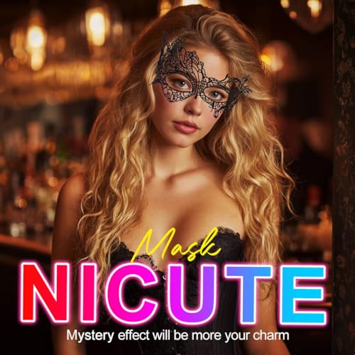 Nicute Lace Masquerade Mask Black Halloween Masks for Women