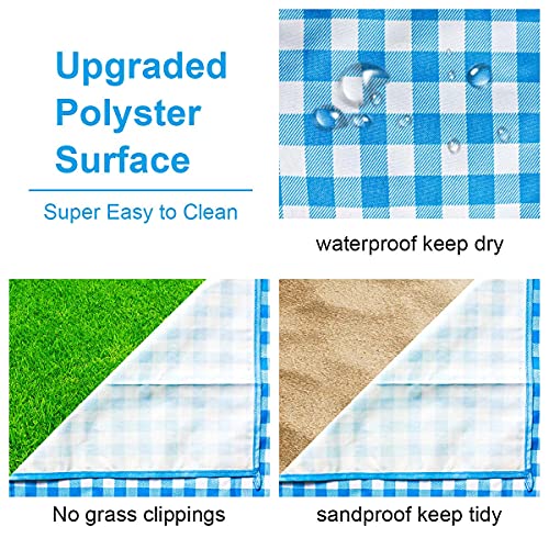 Extra Large Picnic Blanket Waterproof for Outdoors,87"×87" Gingham Blanket Foldable Giant Picnic Mat for Pack Grass Sandpr...