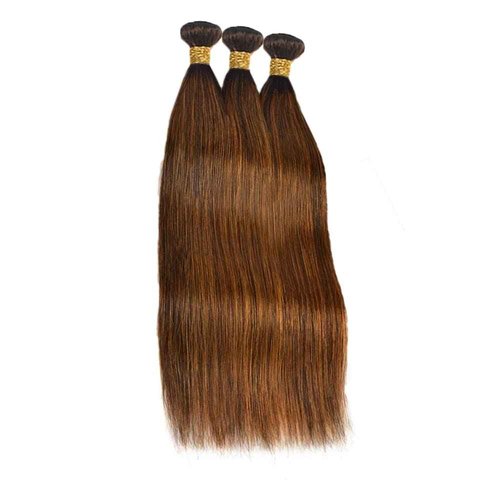 Highlight Brown Human Hair Bundles 8A Virgin Dark Brown Straight 3 Bundles 26 28 30 Inch 2 Tone Human Hair Bundle Honey Blonde Human Hair Extensions
