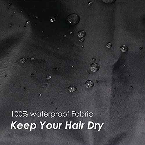 Auban Extra Large Shower Cap, Double-Layer Waterproof Reusable, XL Satin Lining Shower Bonnet for Women Thick, Long Hair, Locs, Braids(Black)