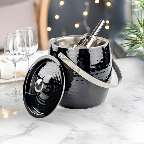BREKX 3-QT Insulated Ice Buckets for Parties with Lid and Scoop - Iceberg Anchored Wine Chiller Champagne Bucket for Cockt...