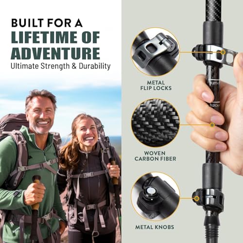 Carbon Fiber Hiking Poles 2pcs, Collapsible Nordic Trekking Poles,Cork Handle Ultralight Folding Walking Sticks, Hiking St...