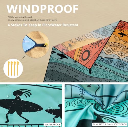 TNLG Beach Blanket Waterproof Sandproof Beach Mat, Extra Large 86.6‘’×70.8‘’, Portable Foldable, Quick Drying Outdoor Picn...
