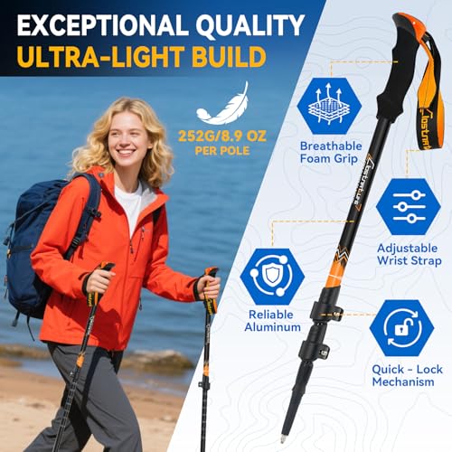 Clostnature 2-Person Ultralight Waterproof 3-Season Camping Tent with Collapsible Aluminum Trekking Poles - Easy Setup Lar...
